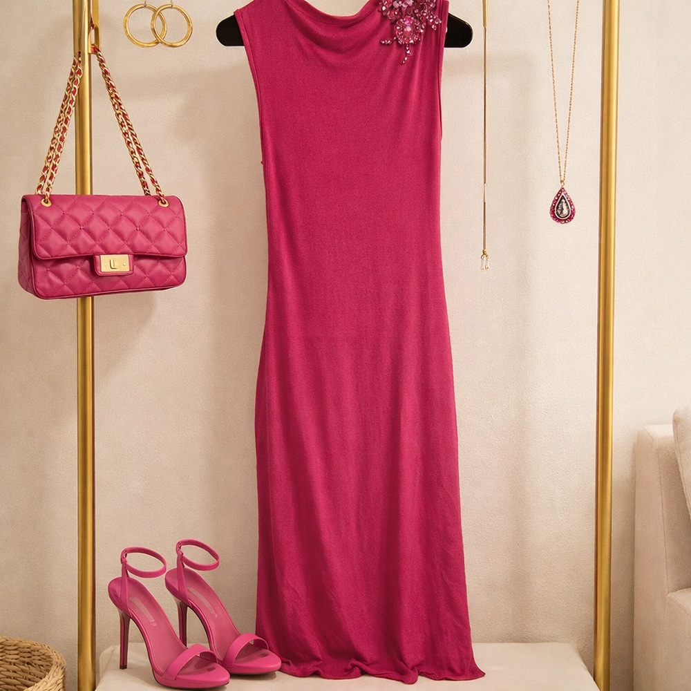 Elegant Pink Sleeveless Dress